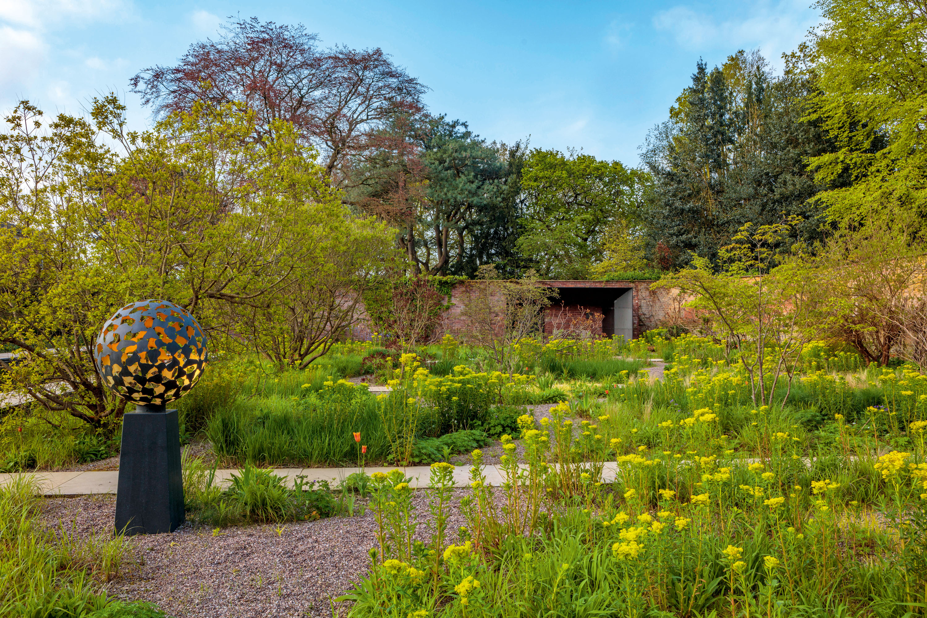 The garden at Cogshall Grange in Antrobus, Cheshire &mdash;&nbsp;the home of Julia Kirkham and Brendan Flood. 