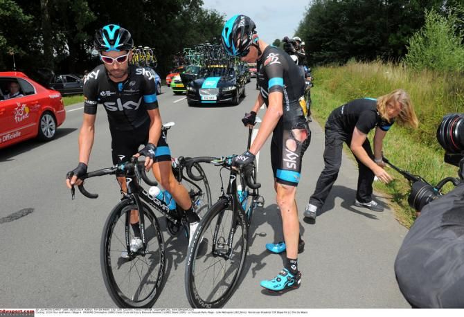 Back on French soil and Chris Froome falls