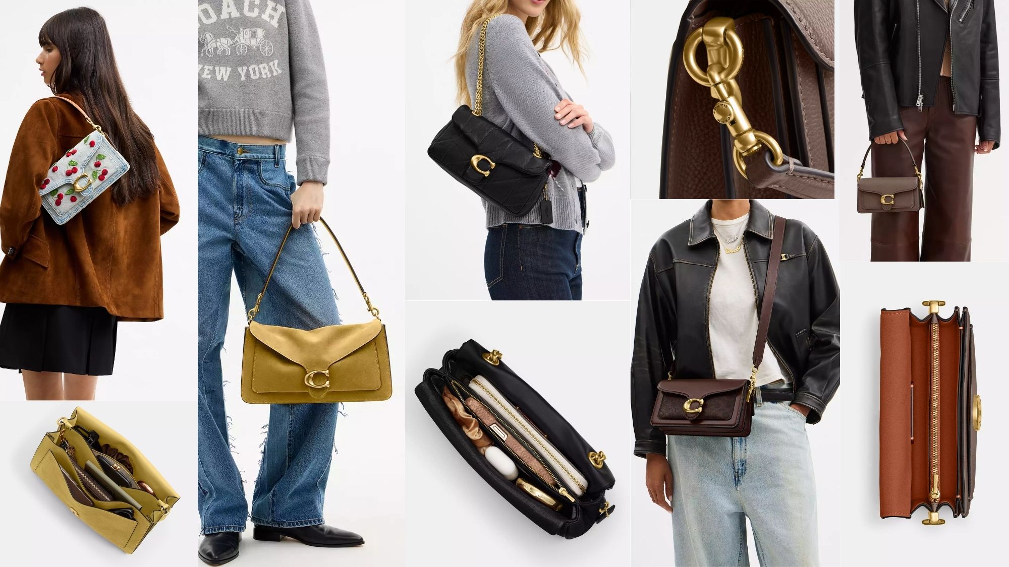 collage of Coach Tabby bags