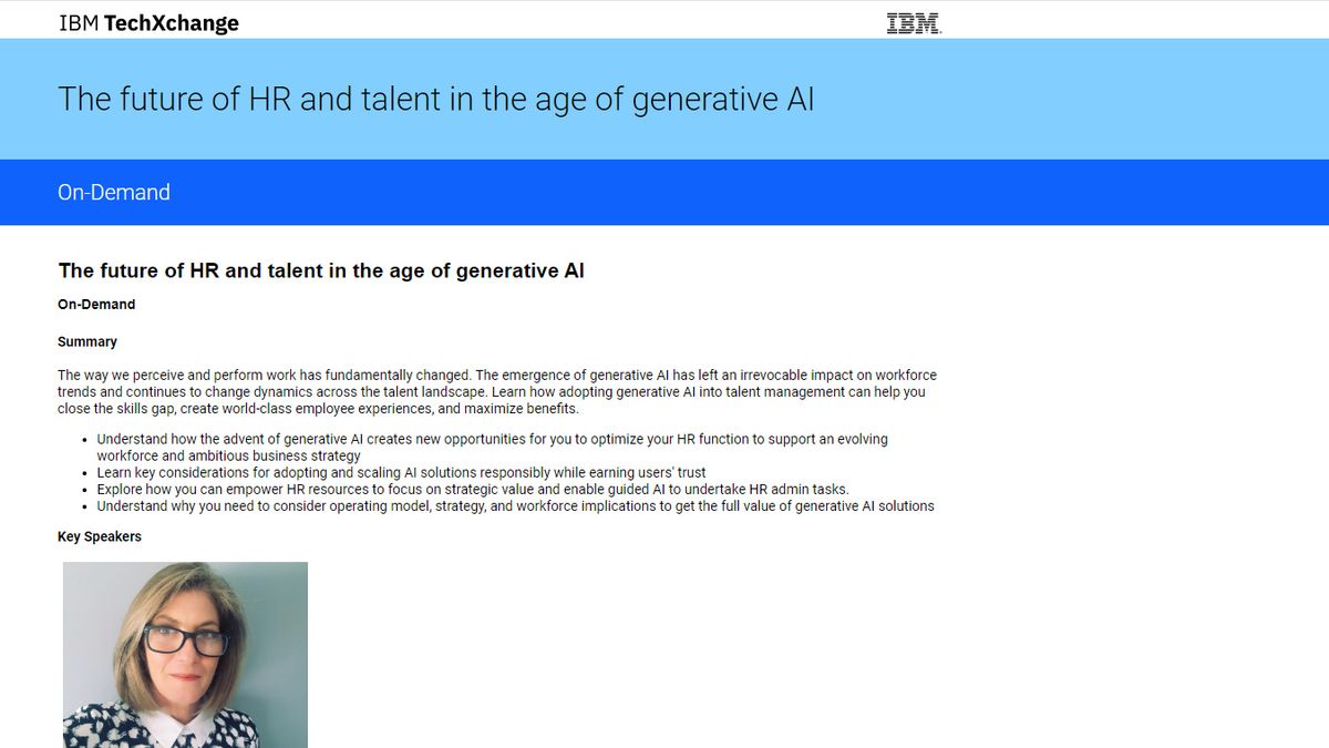 An on-demand webinar from IBM on how how generative AI can optimize your HR function and support your evolving workforce