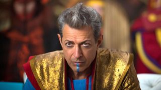 Jeff Goldblum's Grandmaster looks pensive in Marvel's Thor: Ragnarok movie