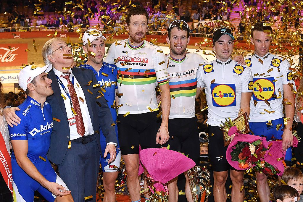 The podium in the 2016 Gent Six Day