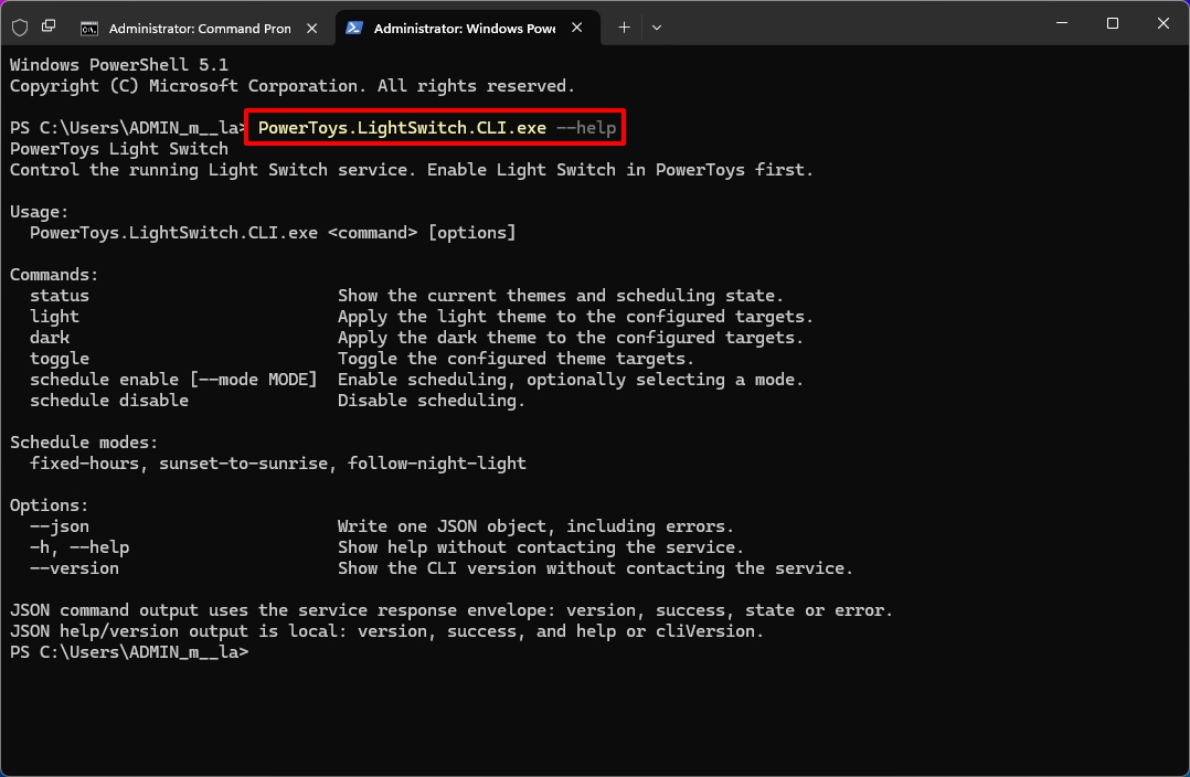 PowerToys command-line tool example in PowerShell.
