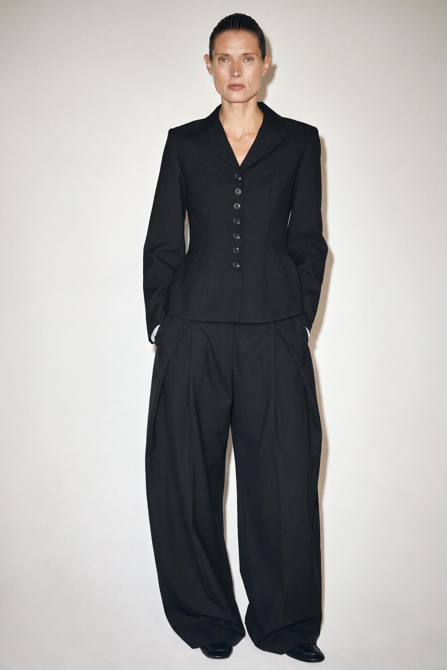 Zw Collection Pleated Waist Trousers - Navy Blue - Xs