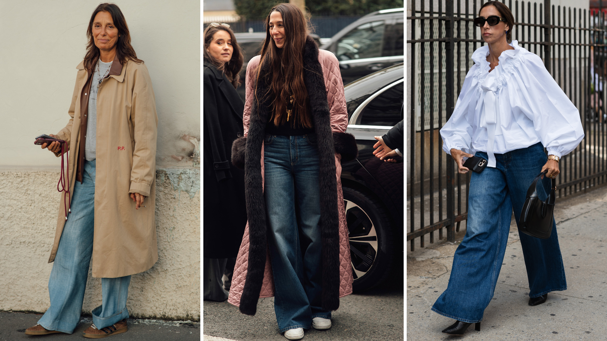 Influencers wearing wide leg jeans