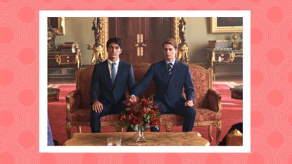 Is Red, White &amp; Royal Blue based on a true story? Pictured: Nicholas Galitzine as Prince Henry and Taylor Zakhar Perez as Alex Claremont-Diaz in Prime Video&#039;s Red, White &amp; Royal Blue