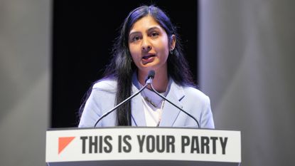 Zarah Sultana addresses members at the Your Party conference in Liverpool