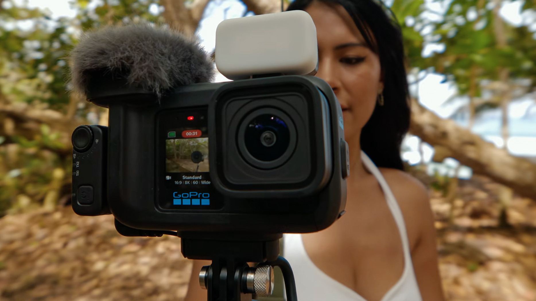 A screenshot of a promotional video featuring the GoPro Mission 1 Pro