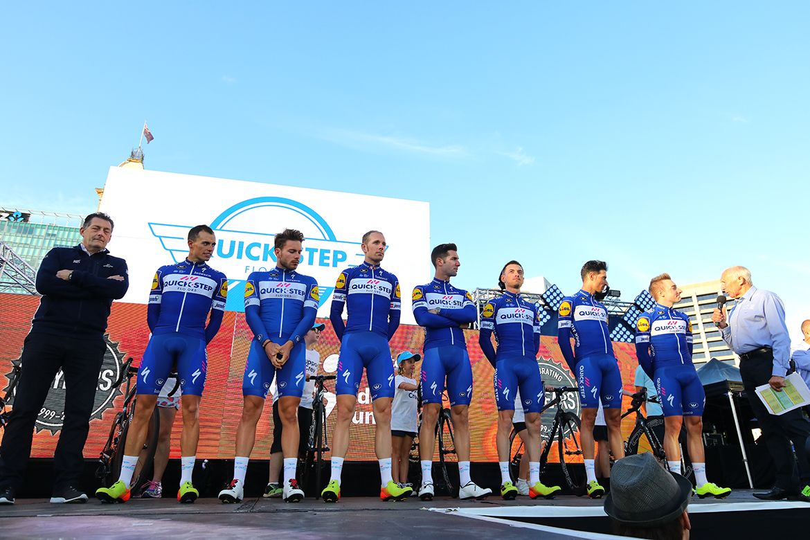Elia Viviani debuts for QuickStep at the Tour Down Under.