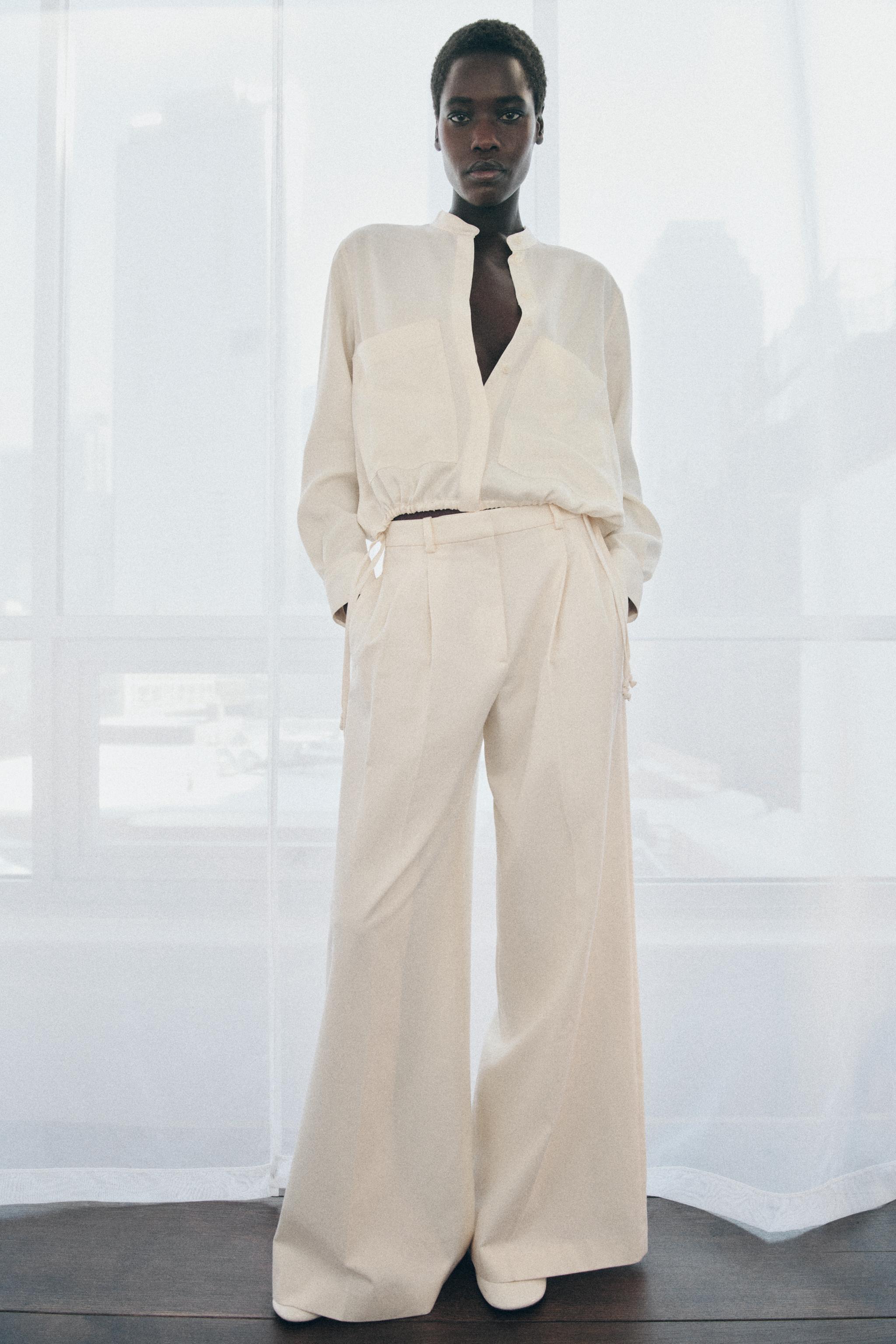 Zw Collection Pleated Wide-Leg Trousers