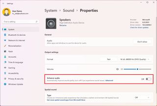 Windows 11 disable enhance audio features