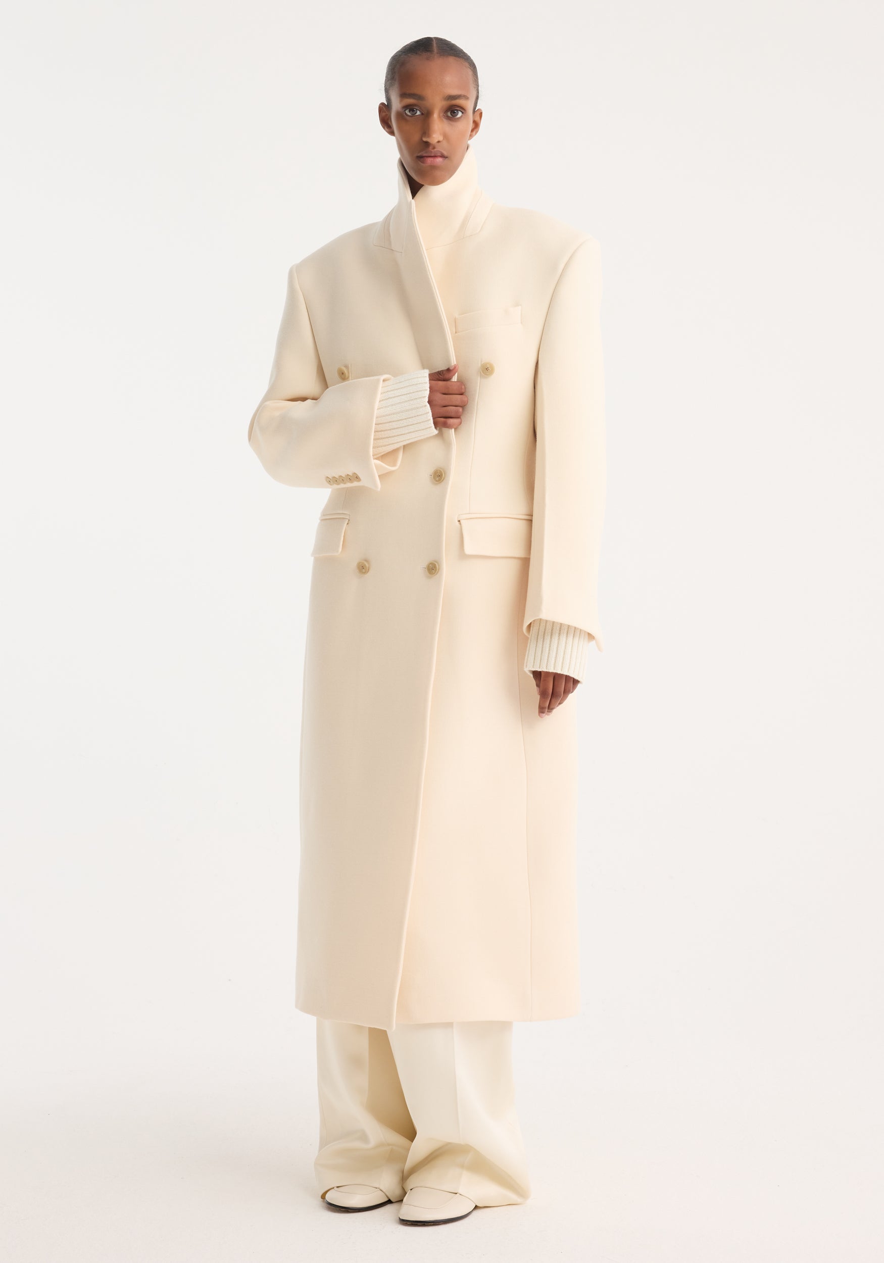 Hourglass Wool Coat | Off White