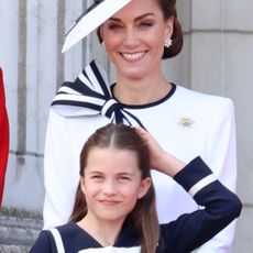 Princess Kate and Princess Charlotte on the balcony of buckingham palace for trooping the colour