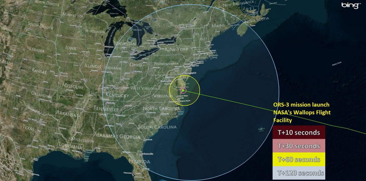 ORS-3 Launch Visibility Map