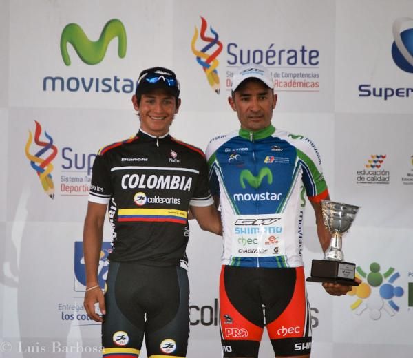 Esteban Chaves (Colombia Coldeportes) and Felix Cardenas Ravelo (Gw Shimano-Chec-Envia)