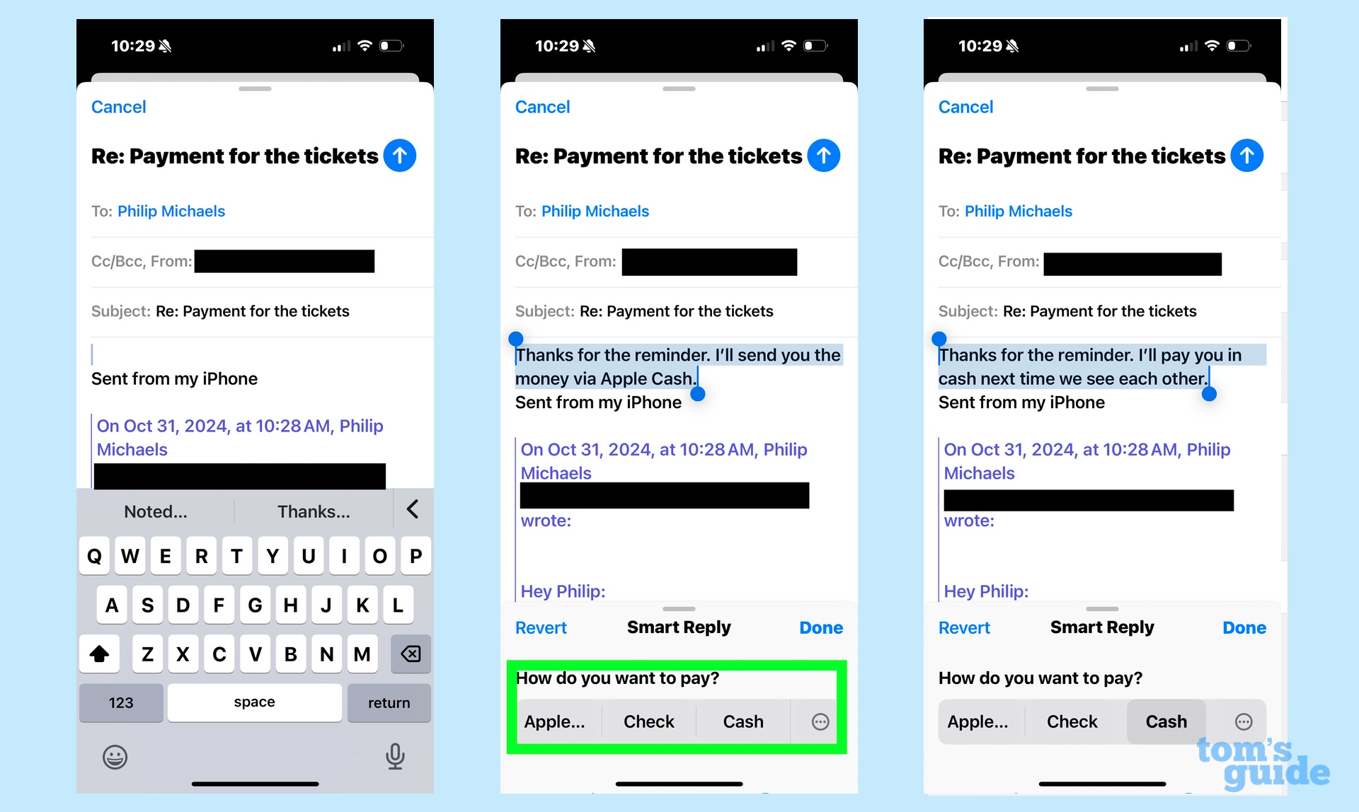 Apple Intelligence's Smart Payment Response has two different types of smart responses