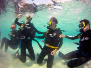 BMC-Hincapie Sportswear Development Team riders dive in the Bahamas