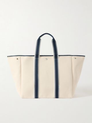 Cruise Line Traversée Large Leather- and Webbing-Trimmed Canvas Tote