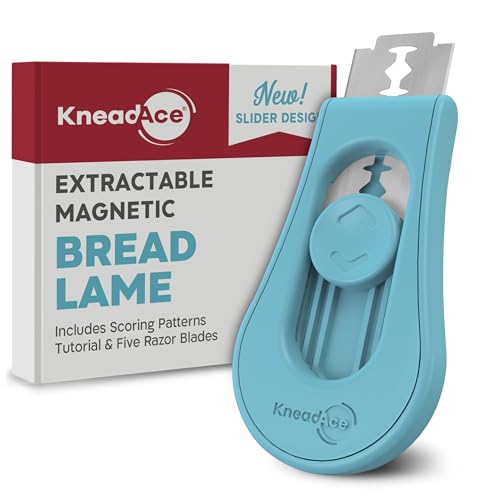 Kneadace Upgraded Extractable &amp;amp; Magnetic Bread Lame Dough Scoring Tool - Professional Sourdough Scoring Tool for Sourdough Bread Baking &amp;amp; Bread Making Tools - Scoring Patterns Booklet &amp;amp; 5 Razor Blades
