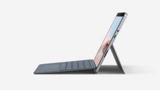 Surface Go 2 laptop on grey background