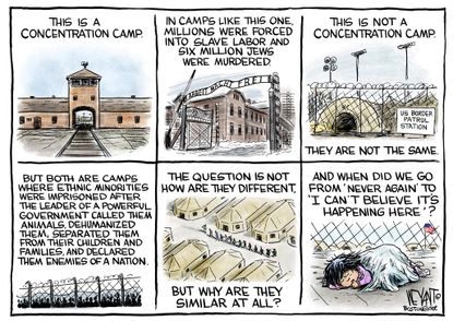 Political Cartoon U.S. Migrant Border Detention Camps Concentration Camps Holocaust