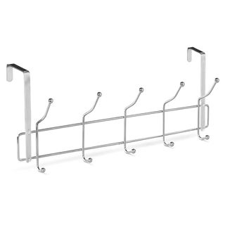 Premier Housewares Over Door Hanger With 10 Hooks | Over the Door Hook for Bedroom| Anti-Slip Back of Door Hook Hanger | Chrome Finish Wire Frame