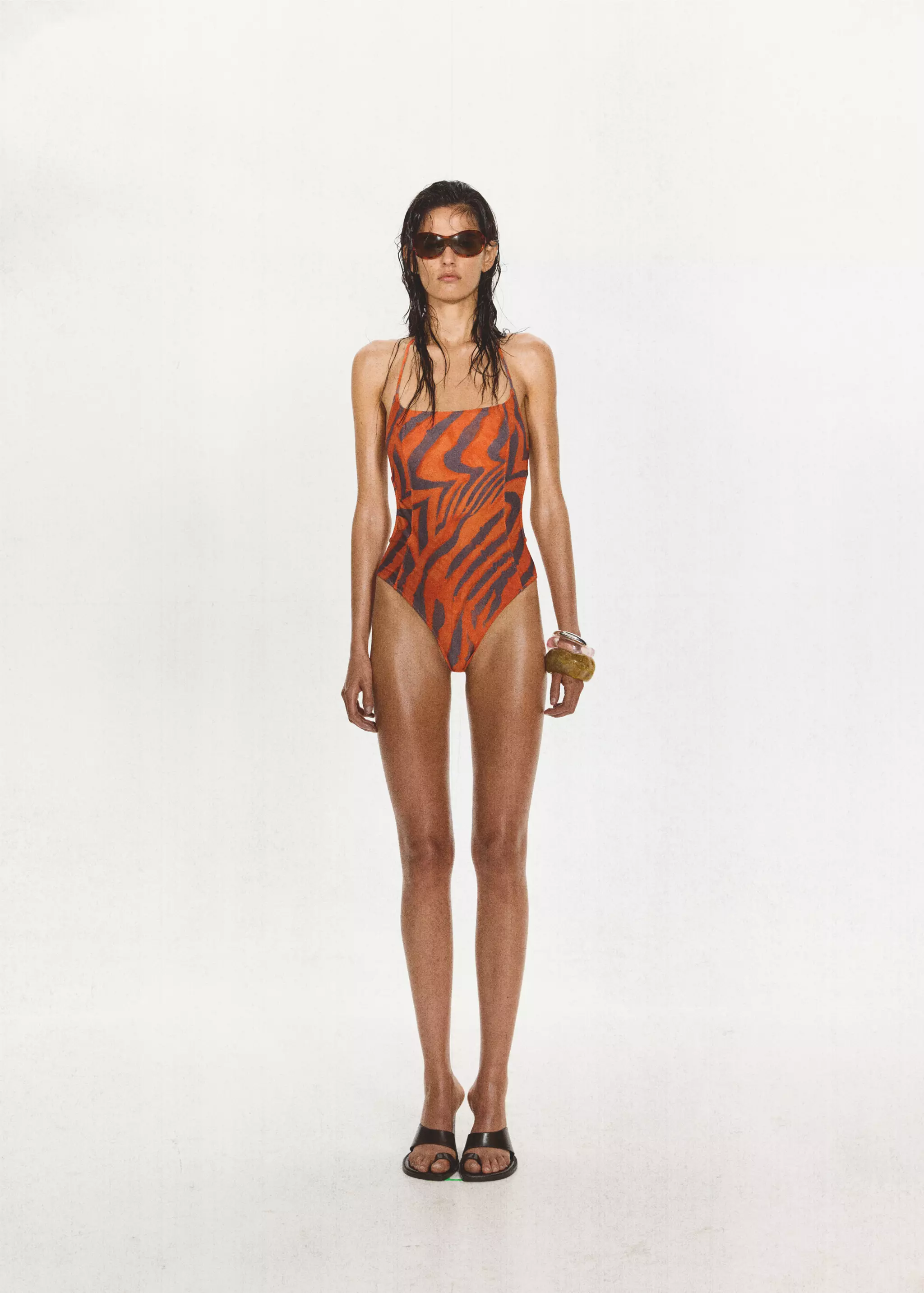 Animal-Print Halter Swimsuit - Women | Mango Usa
