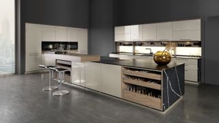 Contemporary kitchen island with stylish wooden storage