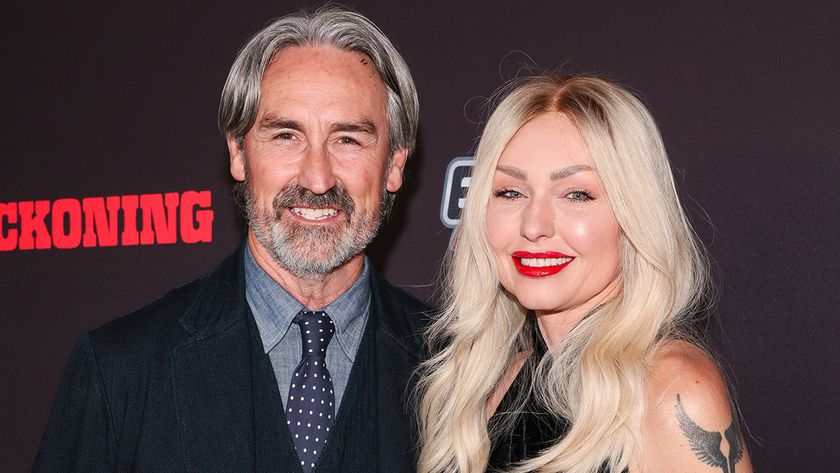 Mike Wolfe and Leticia Cline in black at The Reckoning Premiere red carpet.