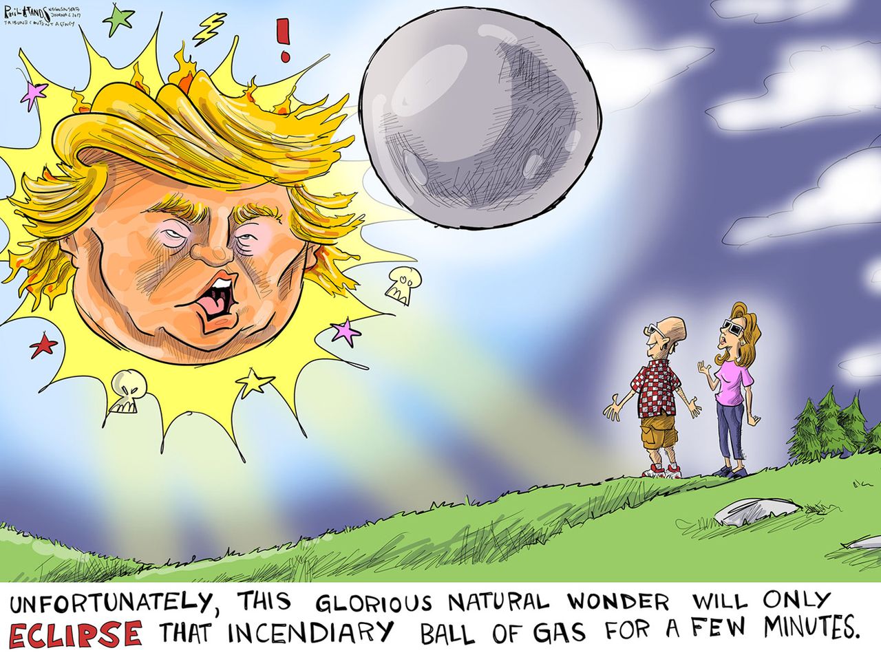 Political cartoon U.S. Trump total eclipse