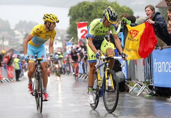 Nibali kept a close watch on Alberto Contador