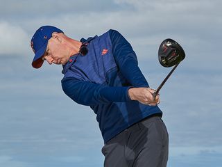 Ged Walters demonstrating the release position with the driver