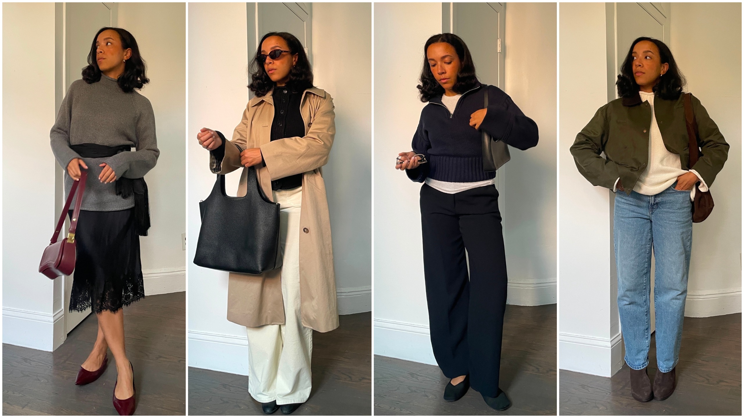 collage of Lauren Tappan wearing J.Crew rollnecks