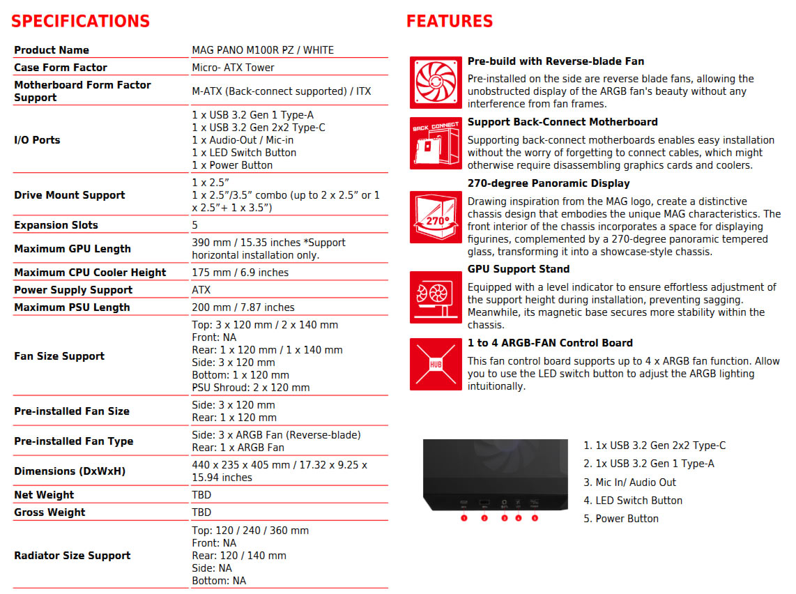 MSI MAG Pano M100R PZ case