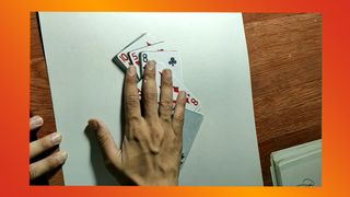 A hyperrealistic 3D drawing of playing cards