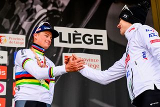 'Even with my best shape, it would be difficult to follow Tadej' - Mathieu van der Poel on Liège podium