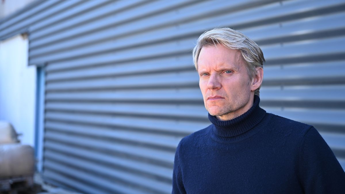 Marc Warren in a turtleneck jumper as Van Der Valk for Van Der Valk series 3