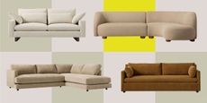 collage of West Elm sofas