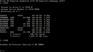 Inkbox running the Windows Millenium version of MS-DOS (likely 8.0) on an Intel Celeron N3450.