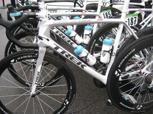 RadioShack's Trek bikes lined up at the start of Milan-San Remo