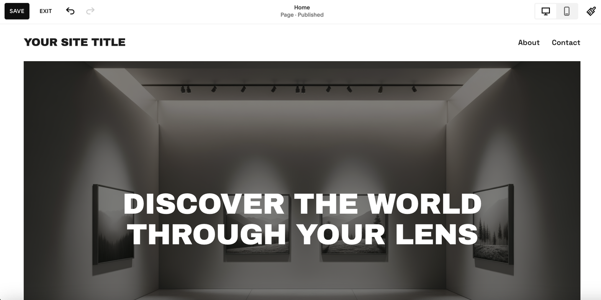 Screenshot of website being set up in Squarespace using its AI builder