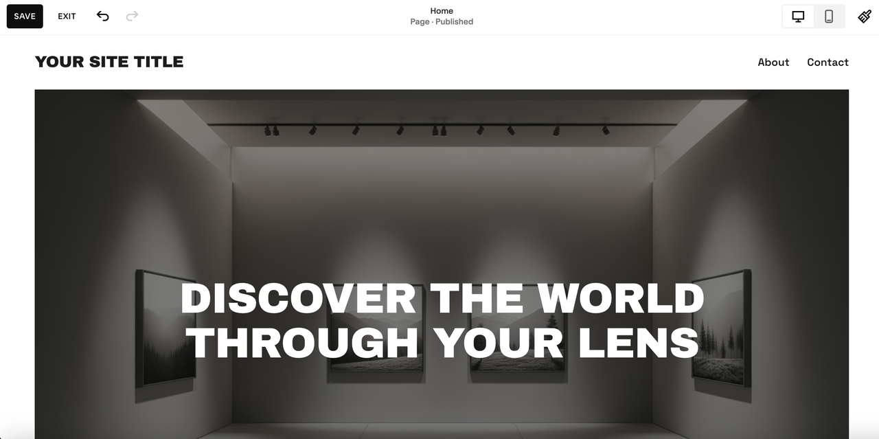 Screenshot of website being set up in Squarespace using its AI builder