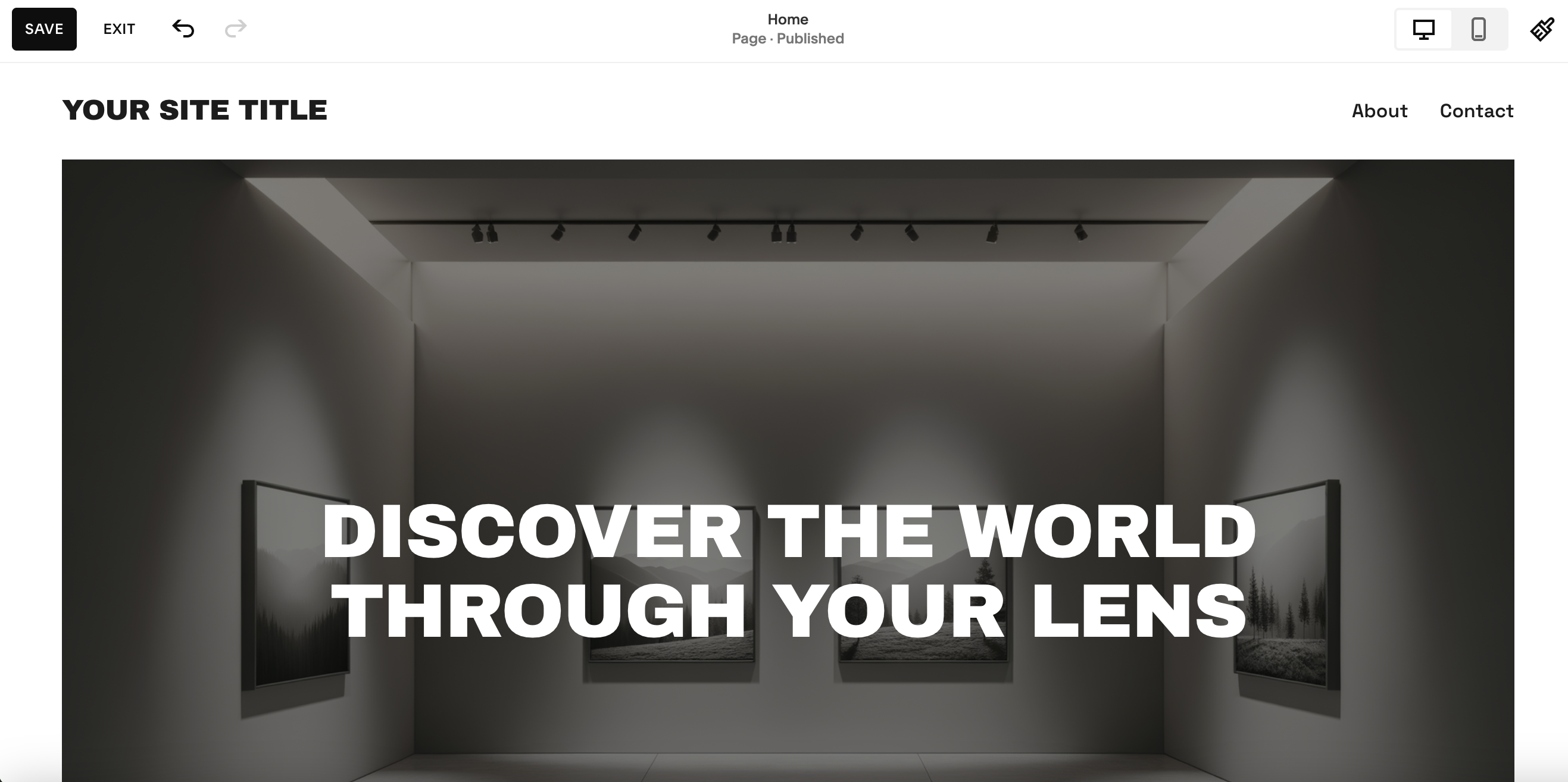 Screenshot of website being set up in Squarespace using its AI builder
