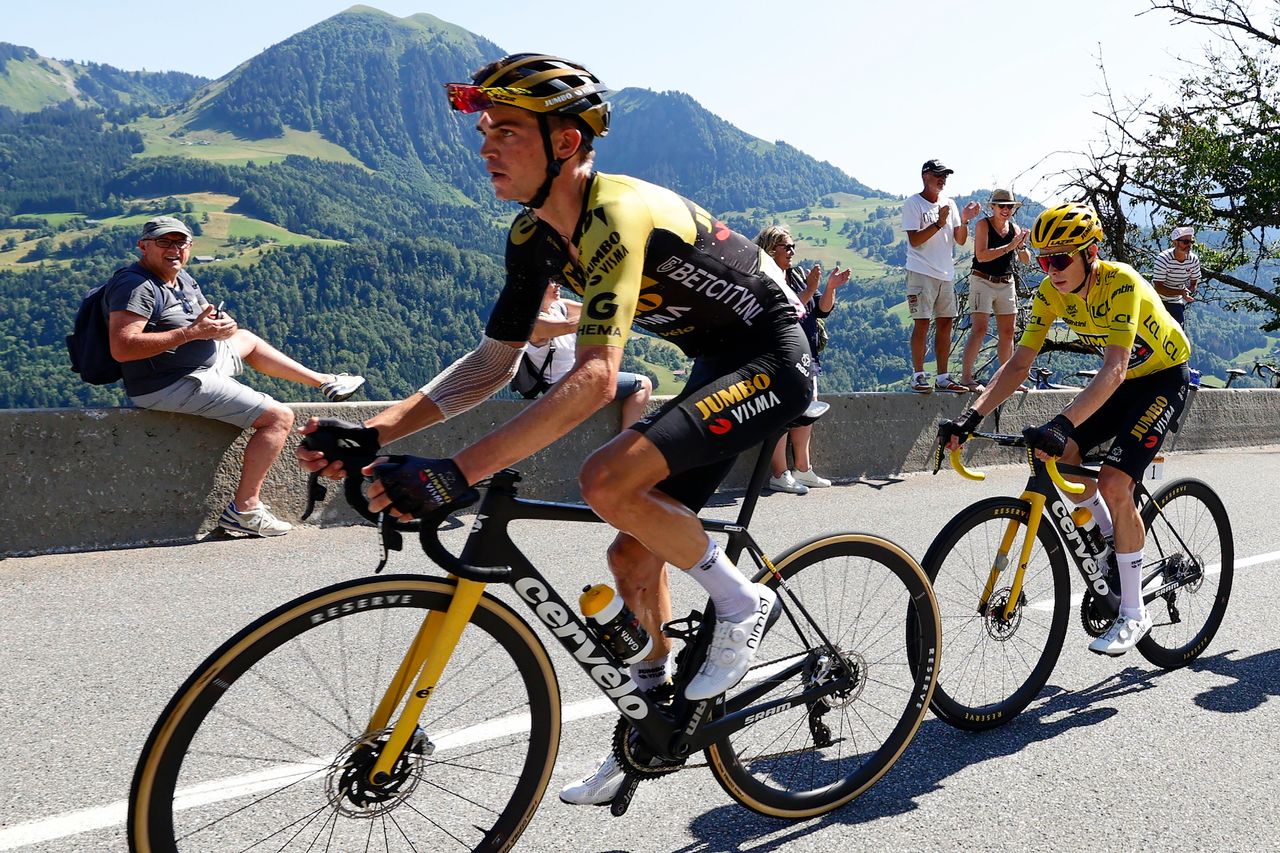 Sepp Kuss, super domestique, during the 2023 Tour de France, riding in support of GC leader Jonas Vingegaard