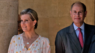 The Earl and Countess of Wessex, Prince Edward (R) and his wife Sophie look on during an official welcome ceremony at the Presidential Palace in the Cypriot capital Nicosia, on June 21, 2022
