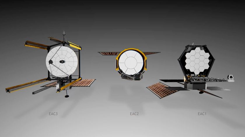 Mockups of three space telescopes
