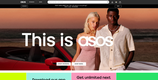 Asos landing page that says 'this is asos' with a couple in the background