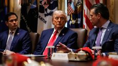 Secretary of State Marco Rubio, President Donald Trump and Defense Secretary Pete Hegseth at Cabinet meeting