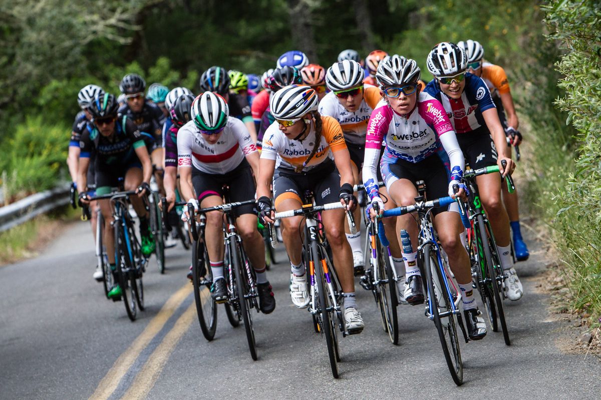 The peloton stayed bunch up for the first climb