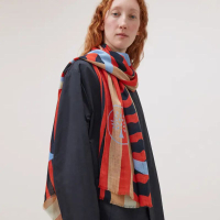 Mulberry Typography &amp; Stripe Woven Wool Scarf: $360